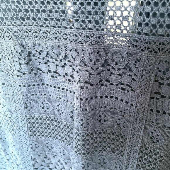 Joie Dress Cotton Ruffle Mini Dress Large Navy Blue Sleeveless Shift Shift Lace - Picture 6 of 12